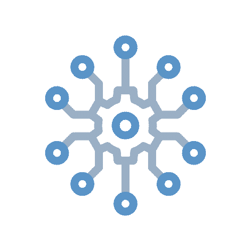 Animated radial circuit icon symbolizing Gulf Way Oil Trading’s German-engineered lubricant technology and ISO-certified precision