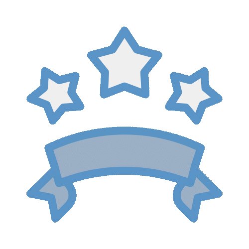 Animated premium quality badge with gray stars and blue stripe, symbolizing Gulf Way Oil Trading’s high-performance lubricants