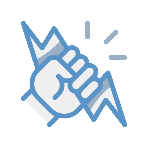 Animated icon of a clenched fist holding a lightning bolt, representing Gulf Way Oil Trading’s high-performance, globally certified lubricants