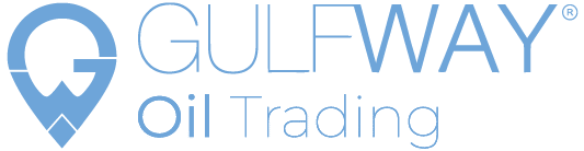 Gulf Way Oil and Trading Company logo in white and blue