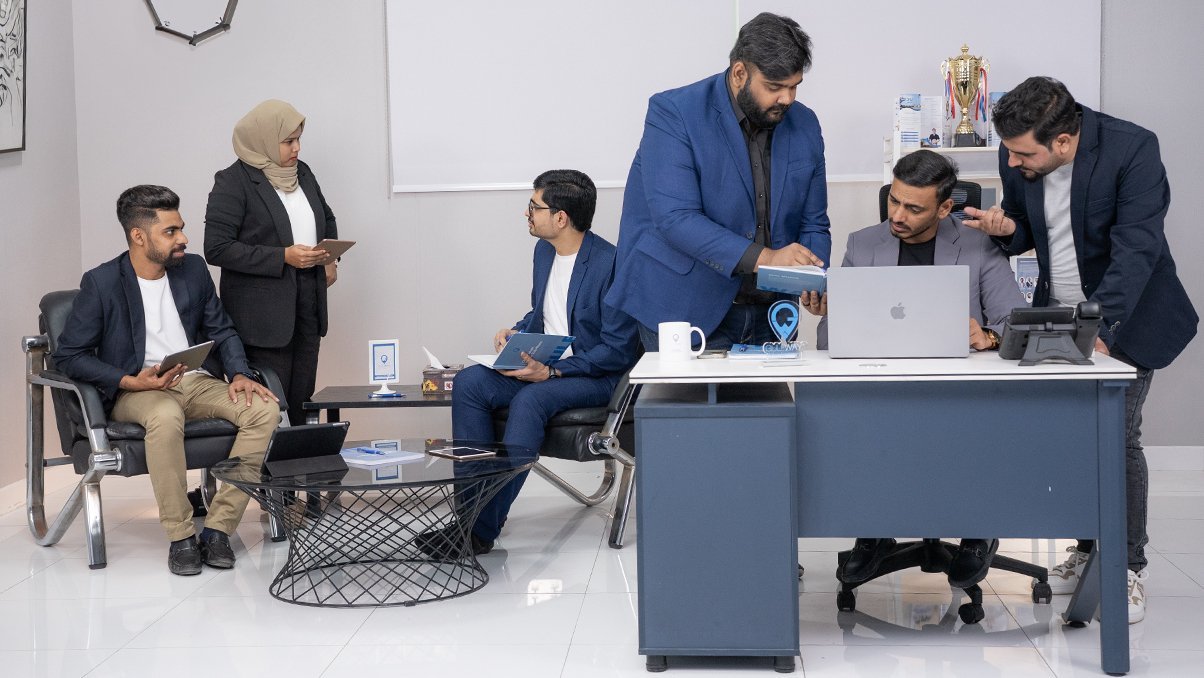 Gulf Way Oil Trading Media & Digital Marketing team collaborating on strategic brand building and digital platform engagement in their office