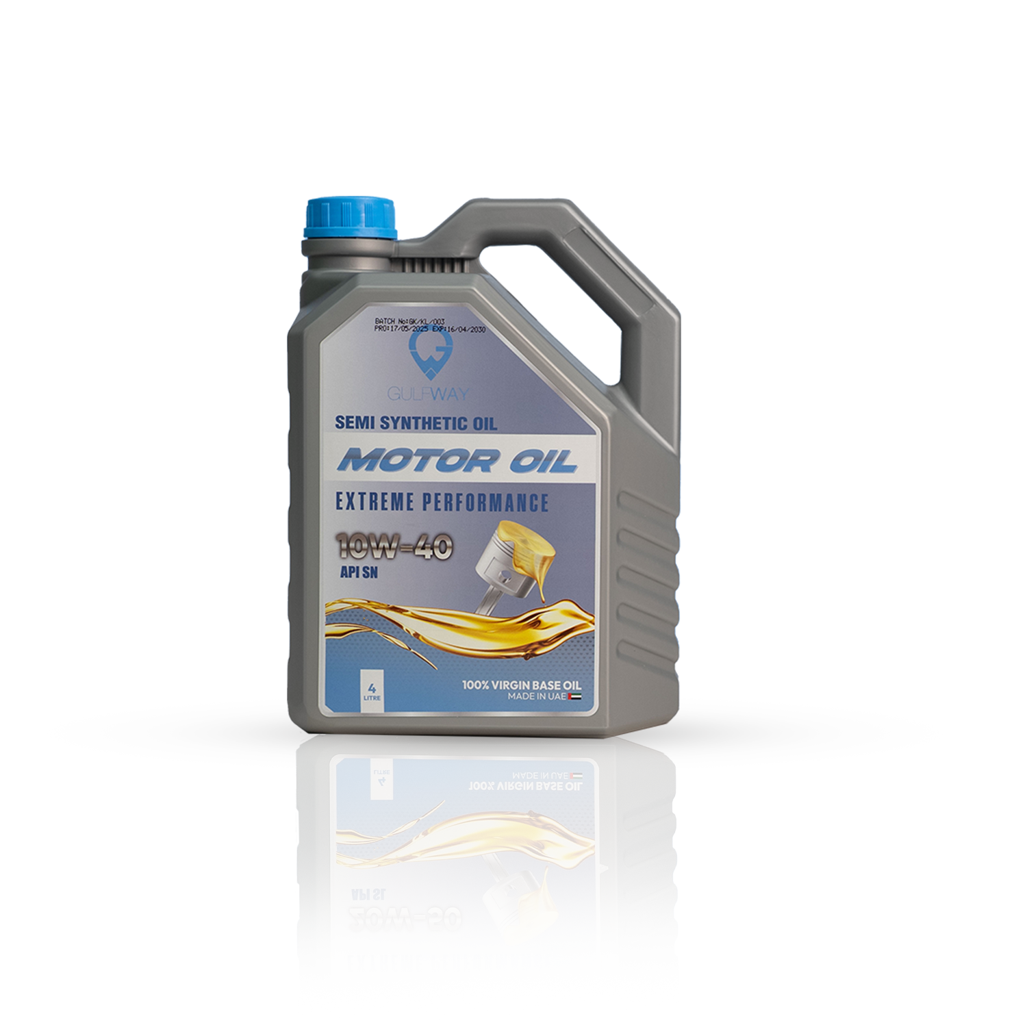 4-liter Gulf Way Petrol Engine Oil SAE 10W40 SN bottle for high-temperature performance