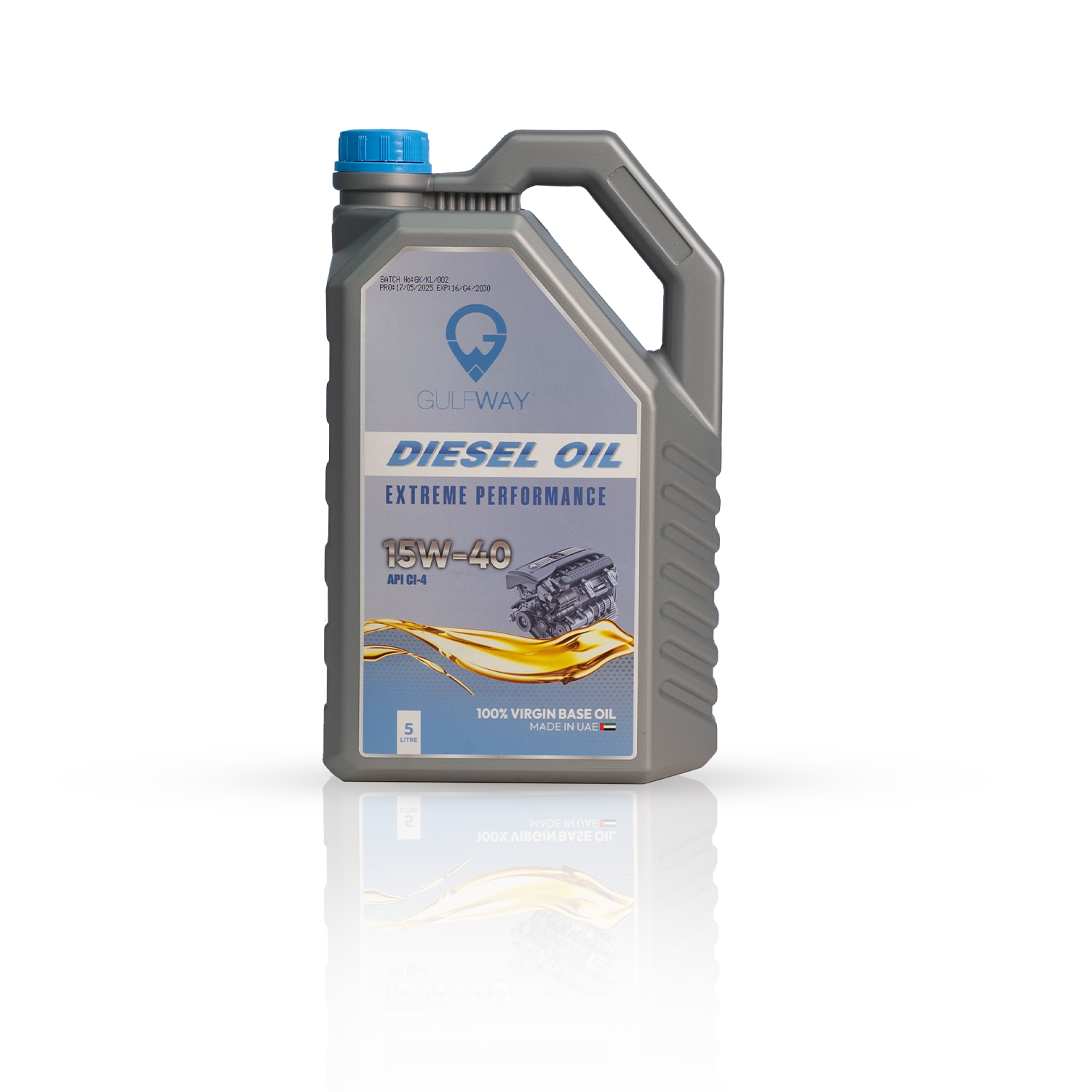 5-liter Gulf Way Diesel Engine Oil SAE 15W40 CI4 bottle for heavy-duty diesel engines