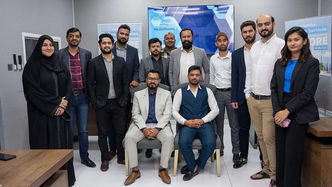 Gulf Way Oil Trading team group photo showcasing company staff in Dubai, UAE